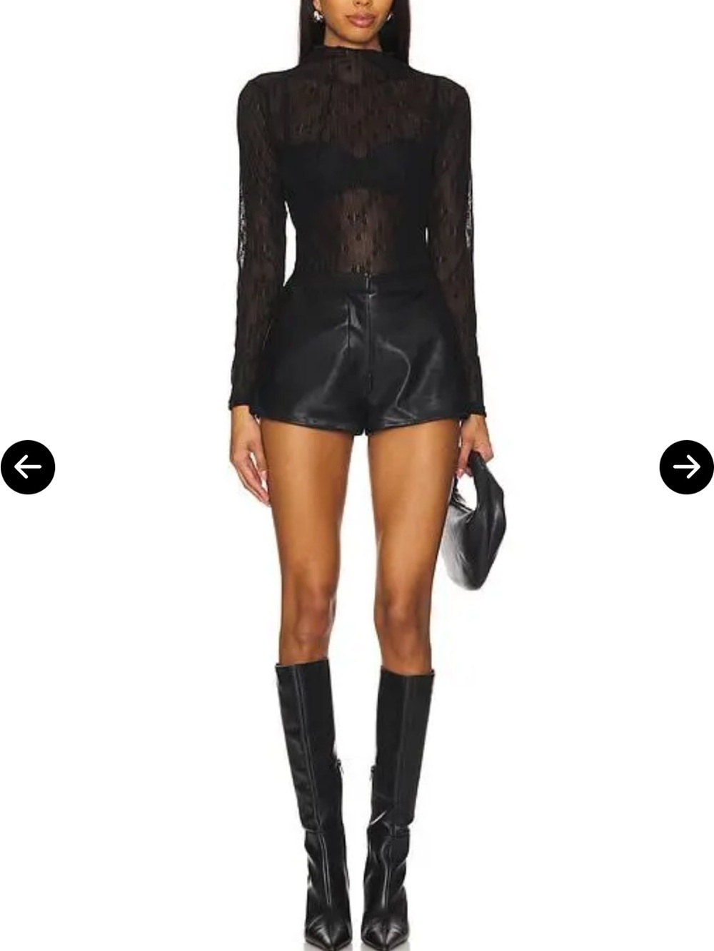ASTR The Label Black Sheer Lace Mock Neck Bodysuit XS Worn Once Sexy Chic Top - Picture 3 of 7